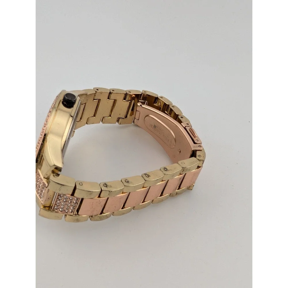 Bebe Watch Women 40mm Rose Gold Case Crystal‎ Bezel 7" Band- New Battery - Picture 6 of 8